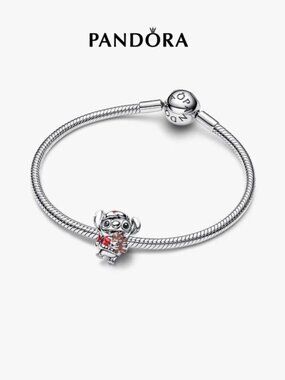 Pandora Silver Dog Charm Bracelet with Red Accents